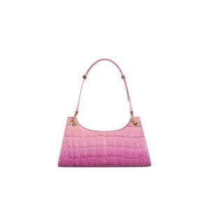 APEDE MOD Women's Pink Crocodile Print Suede Adjustable Strap Shoulder Bag